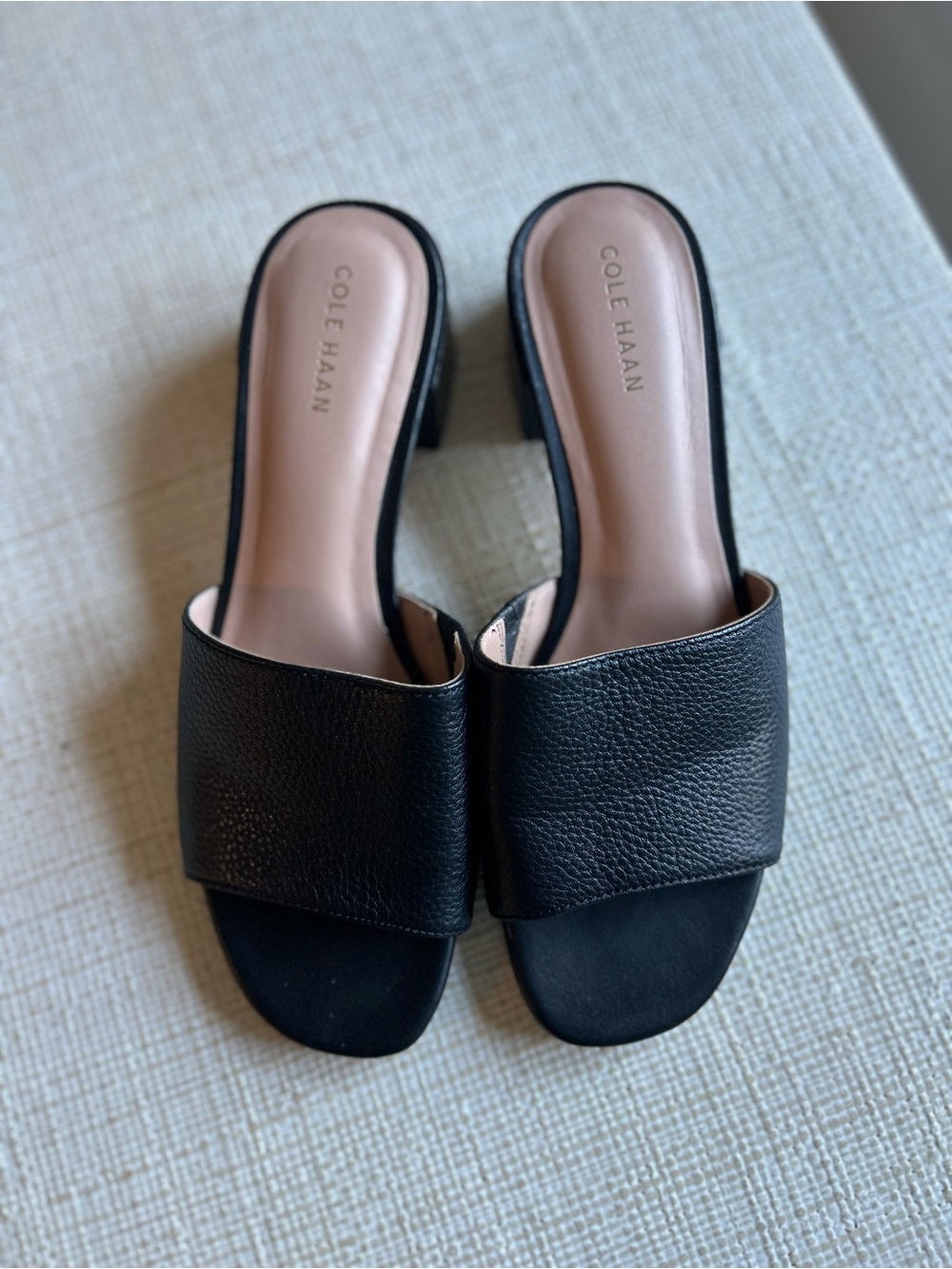 Cole Haan Black Leather Calli Single Band Sandal